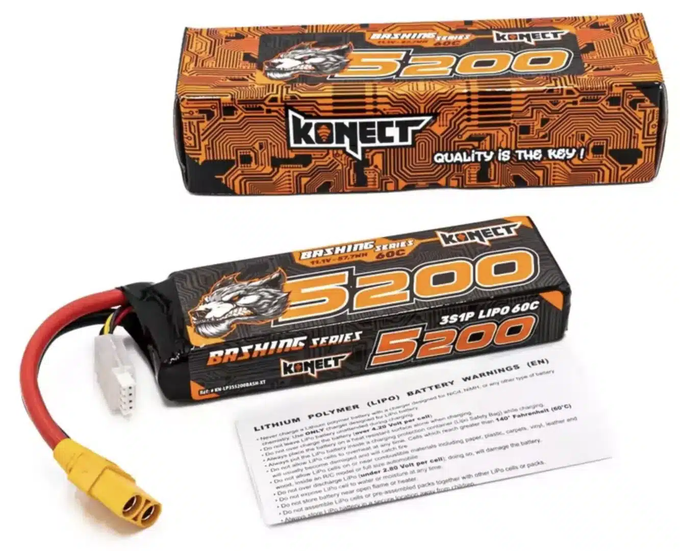 Konect Lipo 5200mah 11.1V 60C 3S1P 57.7Wh bash (XT60), KN-LP3S5200BASH-XT60 – Image 2