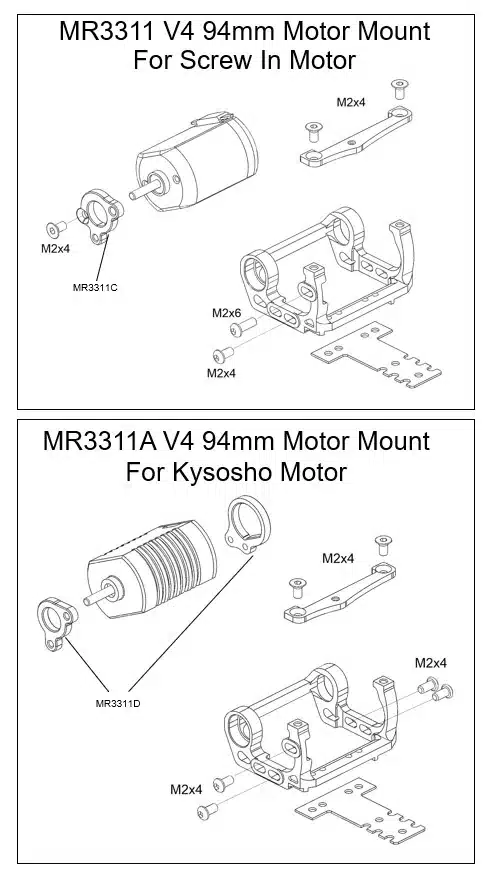 PN RACING Pod arrière Bleu Mini-Z V4 94-98 mm, MR3311B – Image 2