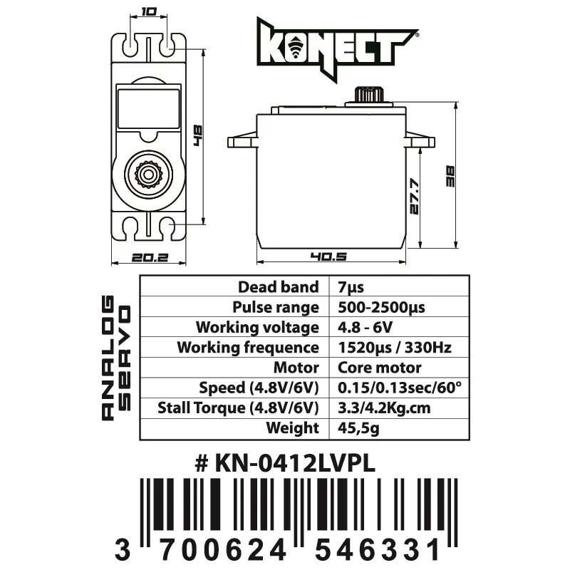 KONECT Servo 4kg-012s pignons plastique, KN-0412LVPL – Image 3